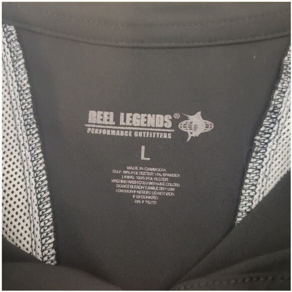 Reel Legends Vented Black Performance Outdoor Fishing Shirt Large EUC - Picture 3 of 3